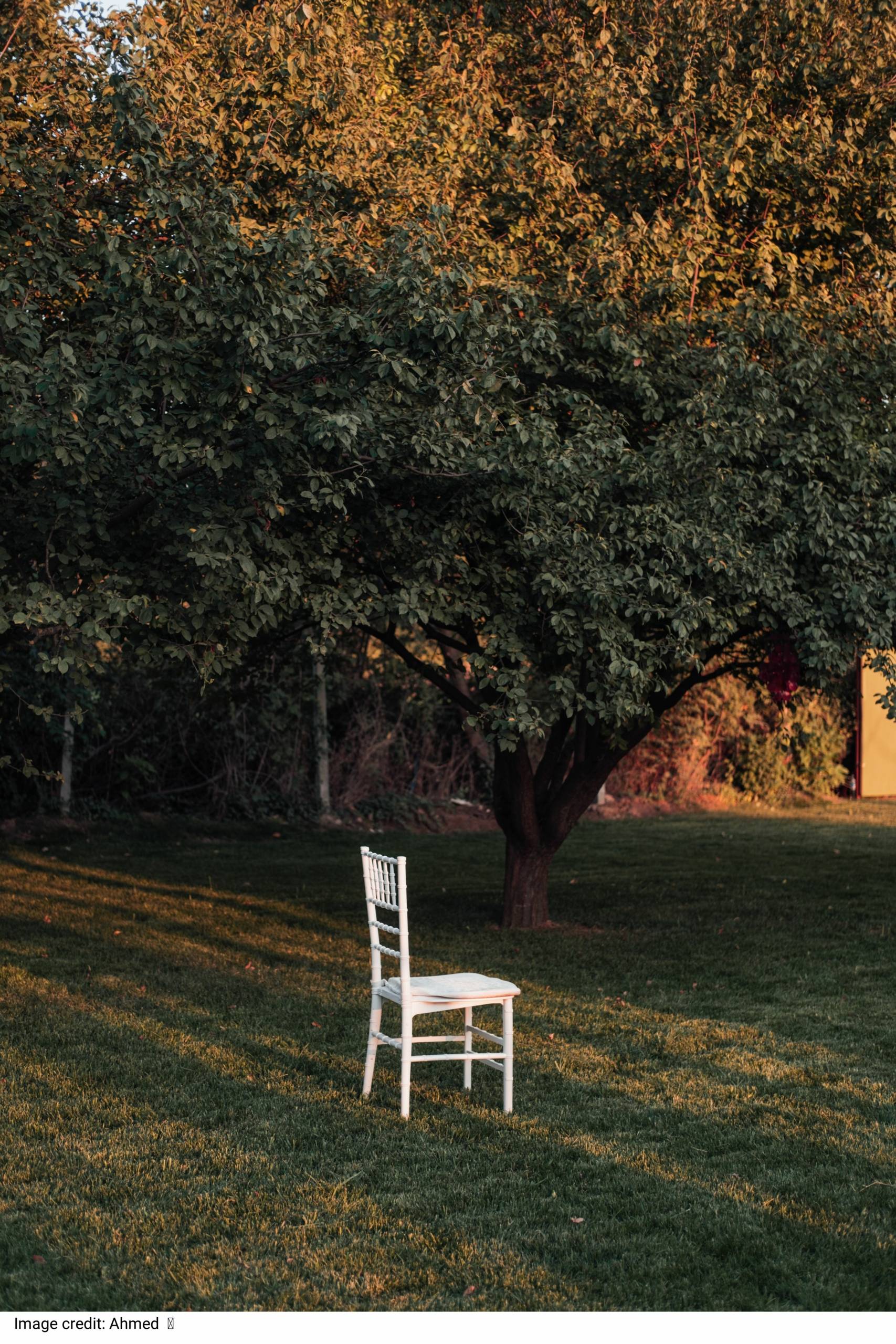 White Wooden Chair on Green Grass Field by Ahmed  ツ White Wooden Chair on Green Grass Field